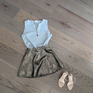 MINI SKIRT-Meallic Gold and Black,  Fit and Flare